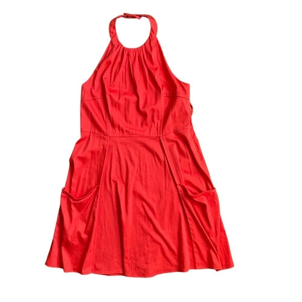 Jessica Simpson Pleated Halter Dress 14 Red JS3M2556‎